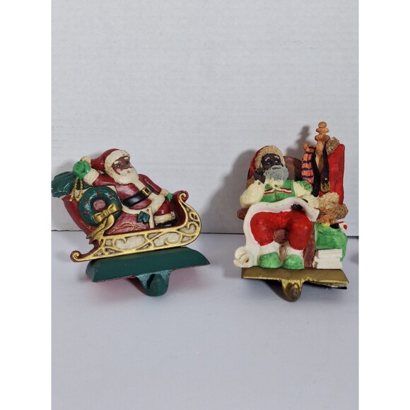 Three Midwest Imports Santa In Sleigh Hand Painted Cast Iron Stocking Hangers - Picture 2 of 12